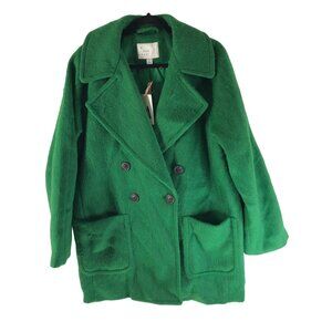 A New Day Womens Oversized Green Double-Breasted Trench Coat Size M